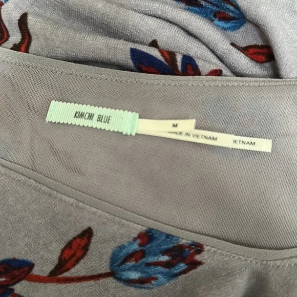 kimchi blue urban outfitters purple floral trumpet sleeve skater dress womens M - Picture 8 of 8